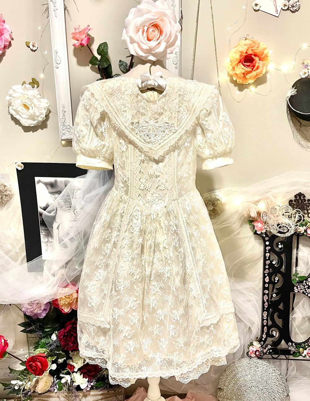 Vintage Gunne Sax Ivory Lace Party Dress – Girls Size 10